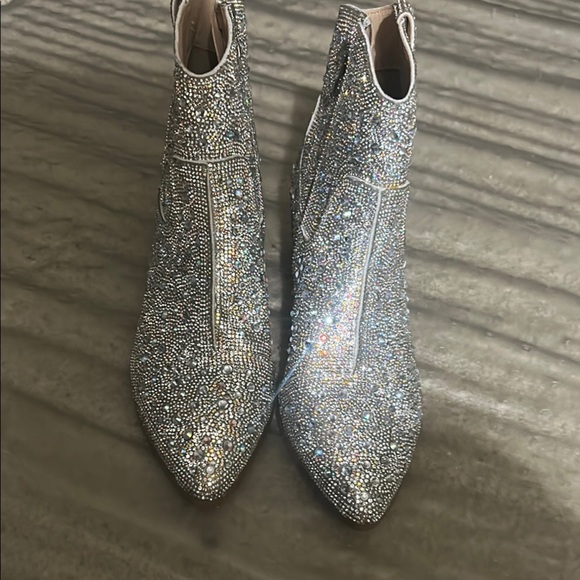 Sparkling Silver Ankle Boots - Picture 2 of 5